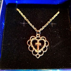 Handmade Cross and Heart Necklace